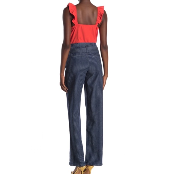 Pinstripe Tie Waist Pants in Navy - Picture 2 of 2